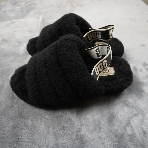 UGG Fluff Yeah Slide Shoes Womens Size 9 Sheepskin Sandal Slippers Fuzzy Cozy - Picture 9 of 9